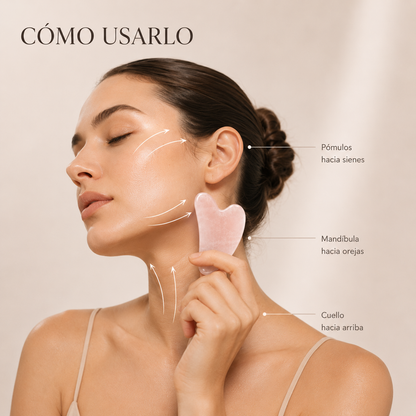 Piedra Gua Sha de Jade Rosa